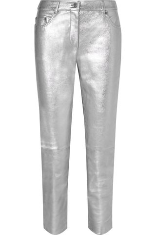Moschino + Metallic Leather Skinny Pants