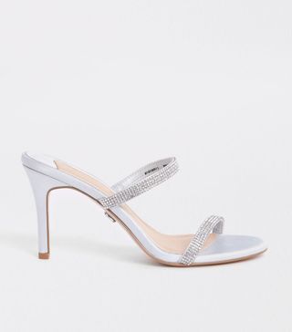 River Island + Light Grey Barely There Slip On Stiletto Mule