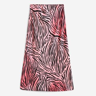 Topshop + Ombre Tiger Print Satin Bias Skirt