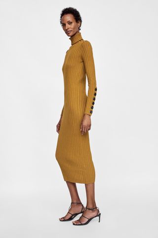 Zara + Knit Dress With Buttons