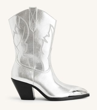 Jw Pei + Riya Metallic Cowboy Boots in Silver