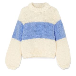 Ganni + Julliard Striped Mohair and Wool-Blend Sweater