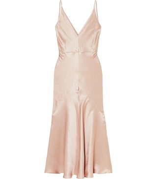 Gabriela Hearst + Bridget Linen and Silk-Blend Satin Midi Dress