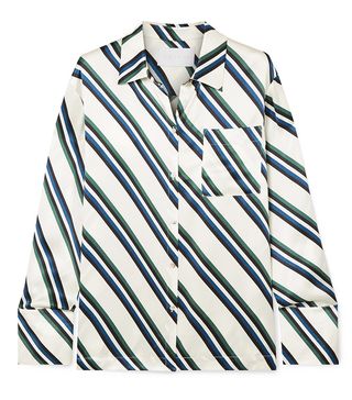 Asceno + Striped Silk-Satin Pajama Shirt