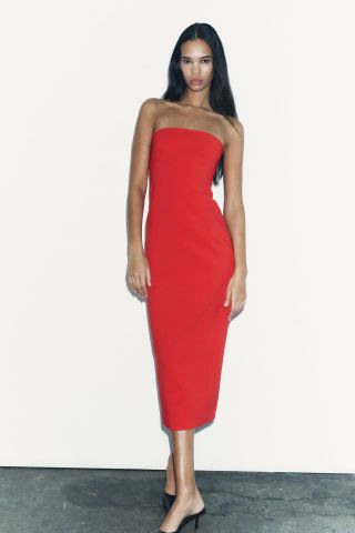 Zara + Fitted Strapless Dress