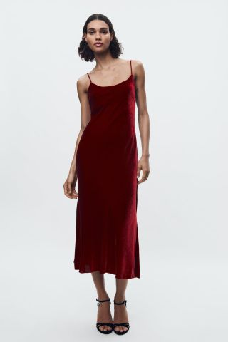Zara + ZW Collection Velvet Slip Dress