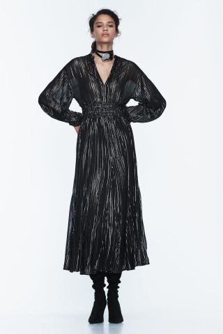 Zara + Metallic Stripe Dress