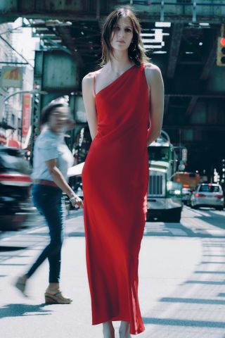 Zara + ZW Collection Satin Midi Dress