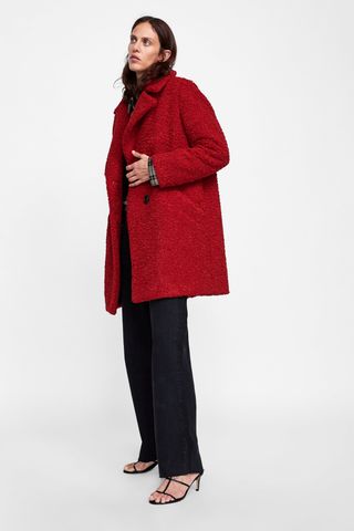 Zara + Faux Shearling Colored Coat