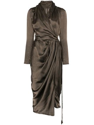 Rick Owens + Ruched Wrap Dress