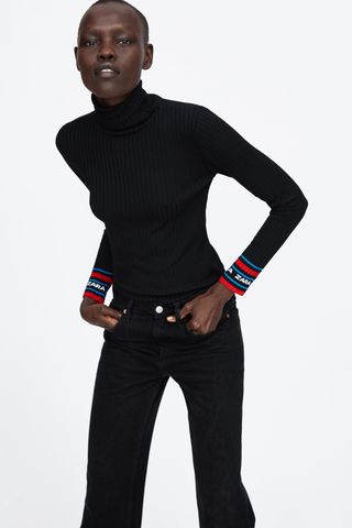 Zara + Ribbed Sweater With Zara Logo