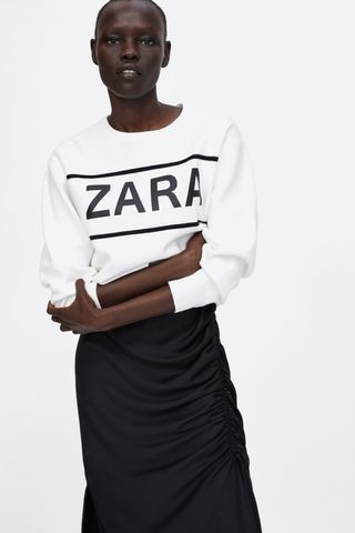 Zara + Jacquard Sweater With Zara Logo