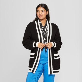 Who What Wear x Target + Striped Long Sleeve Varsity Cardigan