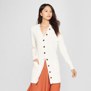 Who What Wear x Target + Long Sleeve Button Detail Cardigan