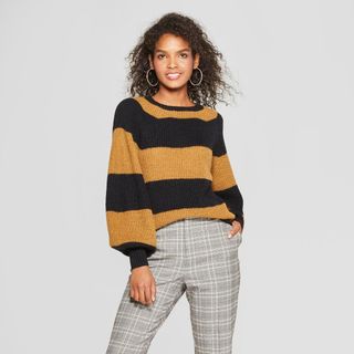Who What Wear x Target + Striped Long Sleeve Cozy Crew Neck Sweater