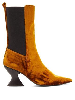 Marques'Almeida + Point Toe Crushed Velvet Boots