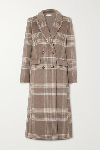 Reformation + York Double-Breasted Checked Woven Coat