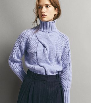 Massimo Dutti + Limited Edition Cable-Knit Front Sweater