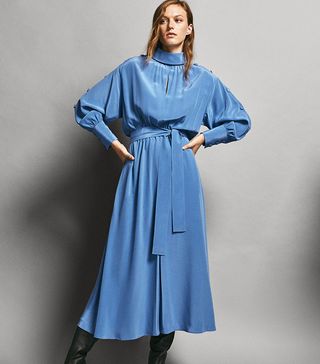 Massimo Dutti + Limited Edition Buttoned 100% Silk Dress