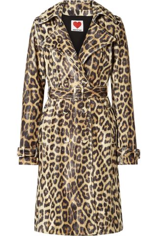House of Fluff + Leopard-Print Faux Fur Trench Coat