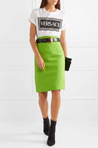 Versace + Ribbed-Knit Skirt