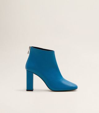 Mango + Heel Leather Ankle Boot