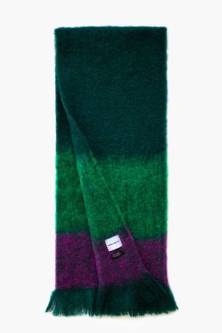 Maria Mallol + No. 6 Green on Green and Pink Mohair Maxi Scarf