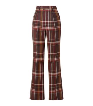 Acne Studios + Checked Wool and Silk-Blend Flared Pants