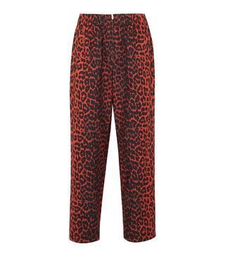 Ganni + Bijou Leopard-Print Cotton-Twill Tapered Pants