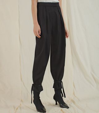 Pixie Market + Anklet Cuff Tie Black Trousers