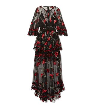 Alice McCall + Marigold Guipure Lace-Trimmed Embroidered Tulle Maxi Dress