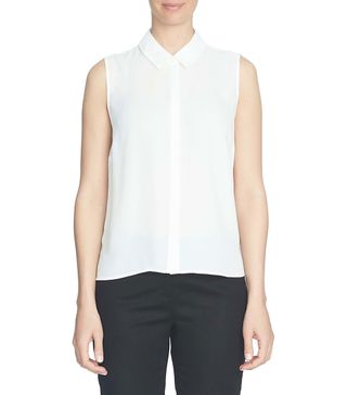 CeCe + Sleeveless Crepe Blouse