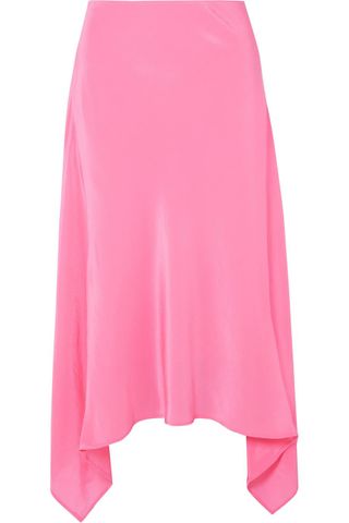 Sies Marjan + Asymmetric Silk Crepe de Chine Midi Skirt
