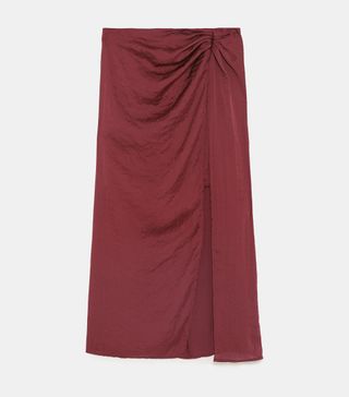 Zara + Satin Skirt With Slit