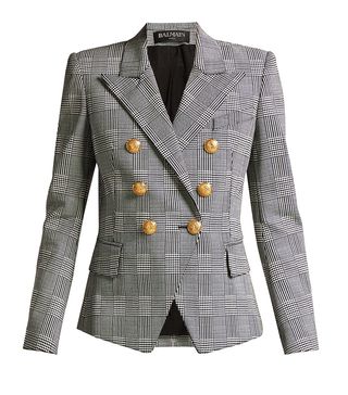 Balmain + Prince of Wales Double-Breasted Blazer