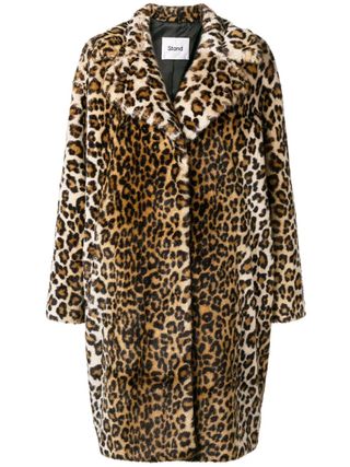 Stand + Leopard Faux Fur Coat
