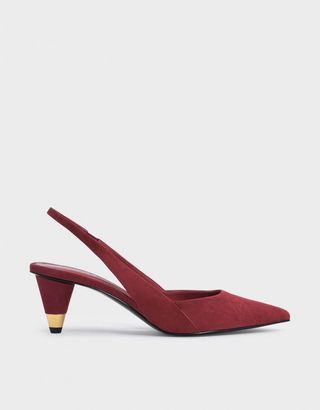 Charles & Keith + Gold Accent Cone Heel Slingbacks