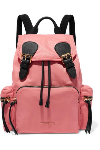 Burberry + Leather-Trimmed Gabardine Backpack