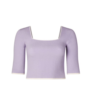 Victor Glemaud + Square Neckline Ribbed 3/4 Sleeve Top
