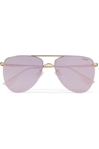 Le Specs + The Prince Aviator-Style Gold-Tone Mirrored Sunglasses