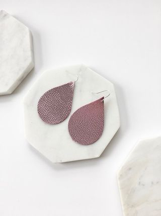 Pink Divas Creations + Pink Metallic Faux Leather Earrings