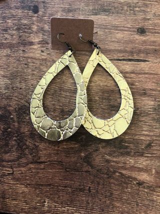 Aubrey Jane Company + Gold Faux Leather Earrings