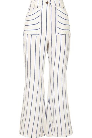 Rosie Assoulin + Striped Linen Flared Pants
