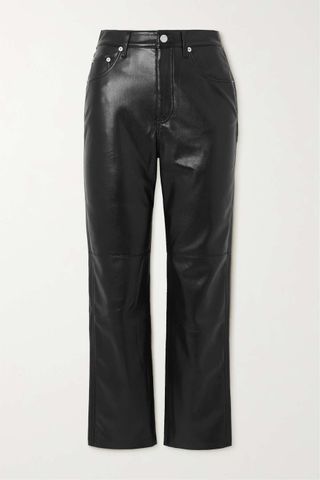 Nanushka + Vinni Cropped Vegan Leather Straight-Leg Pants