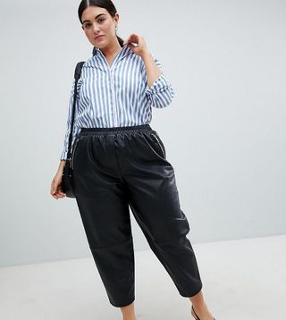 ASOS Design + Tapered Leather Look Trousers