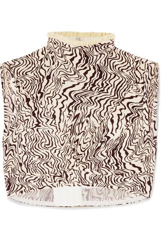 Chloé + Ruffle-Trimmed Cropped Printed Silk Crepe de Chine Top