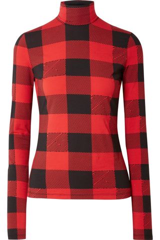Proenza Schouler + PSWL Checked Stretch-Cotton Jersey Turtleneck Top