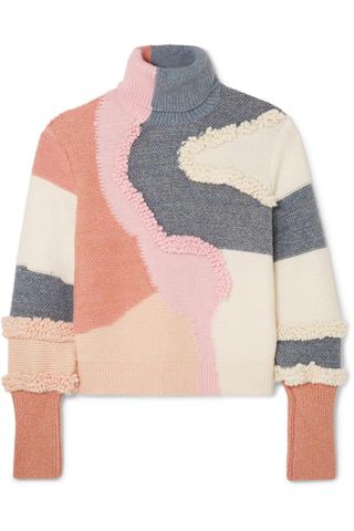 Peter Pilotto + Patchwork Cotton-Blend Turtleneck Sweater