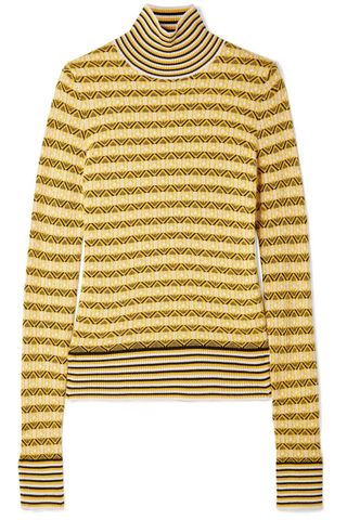 Carven + Wool-Blend Jacquard Turtleneck Sweater
