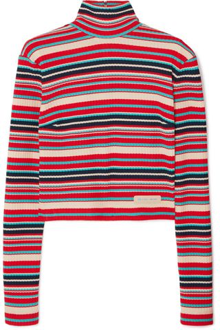 Prada + Striped Ribbed-Knit Sweater